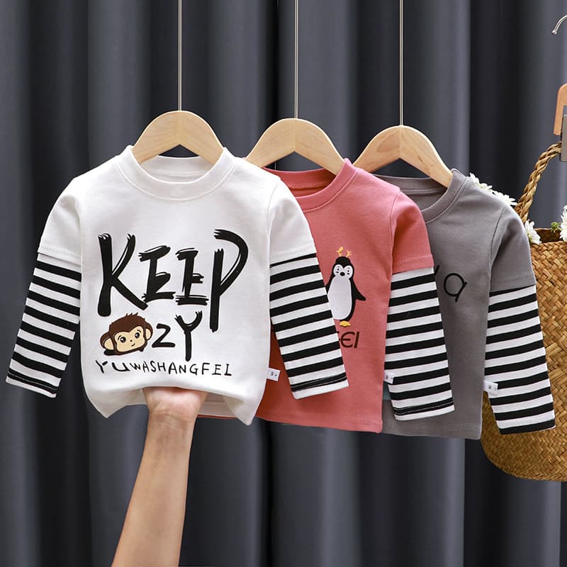 Spring and Autumn children's bottoming shirts, boys' cartoon T-shirts, baby girls' long-sleeved tops, baby cute and caring children's clothes