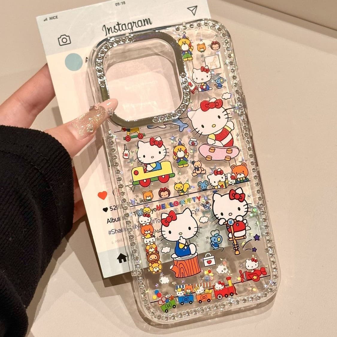 Japanese and Korean Cartoon Kitty Cat Compatible iPhone 17 Pro Max Phone Case Apple 16 Pro Diamond Bezel 15 Female