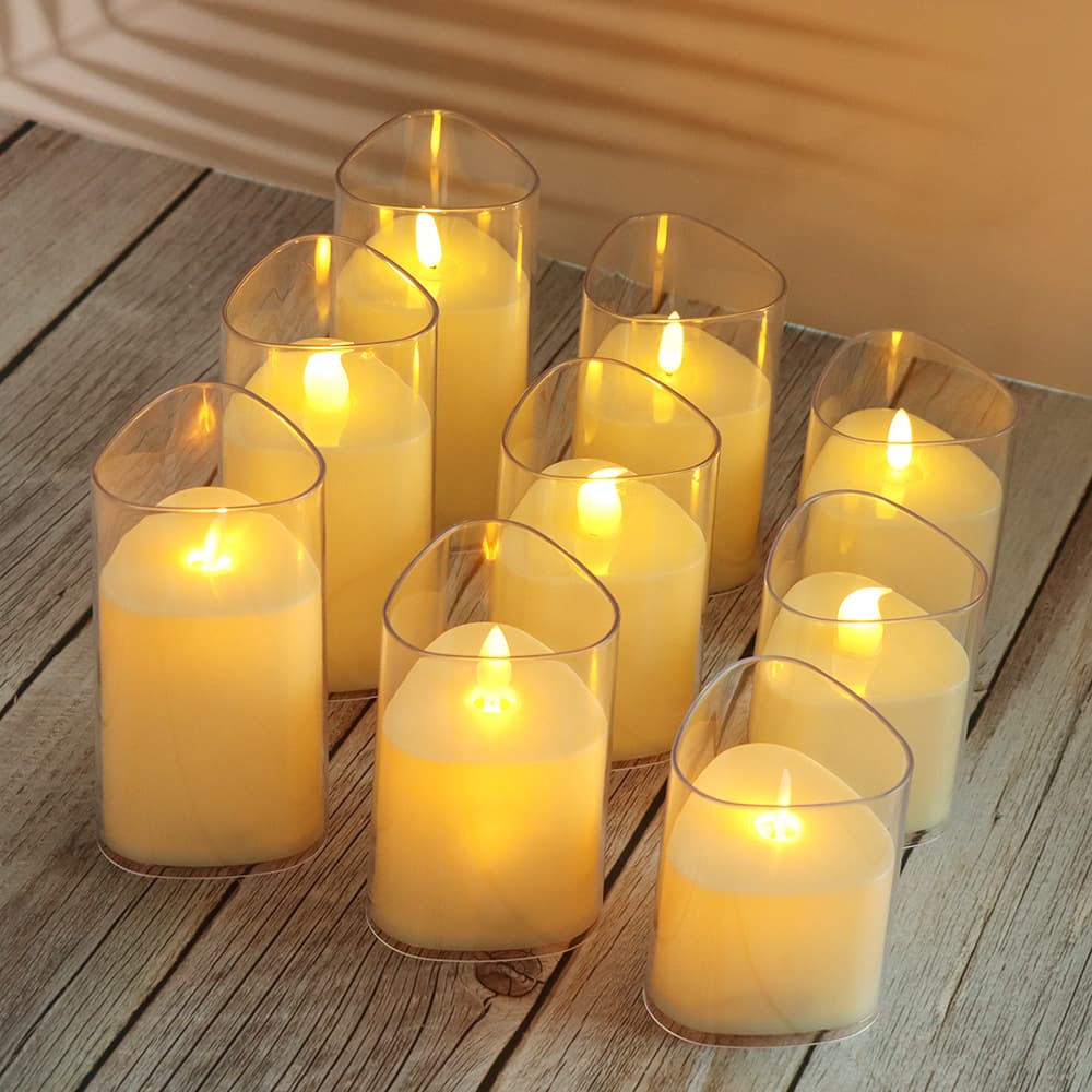 LED Electronic Candle Light, Flameless Candle, Triangular Acrylic Cup, Simulated Swinging Flame, Romantic Home Decoration
