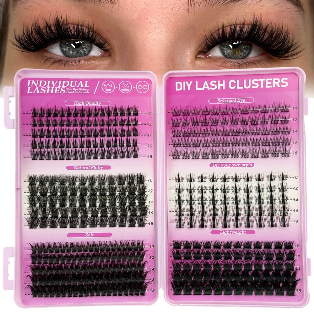 Cross-border self-lash extension hot melt volume lash book 640 clusters, compatible with glue and tweezers, segment false eyelashes