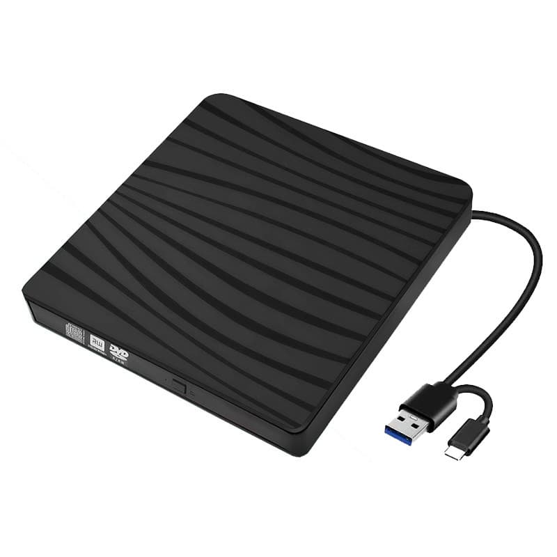 Zebra Pattern Type-C/USB 3.0 Dual Interface Portable DVD-RW Burner External Laptop Optical Drive