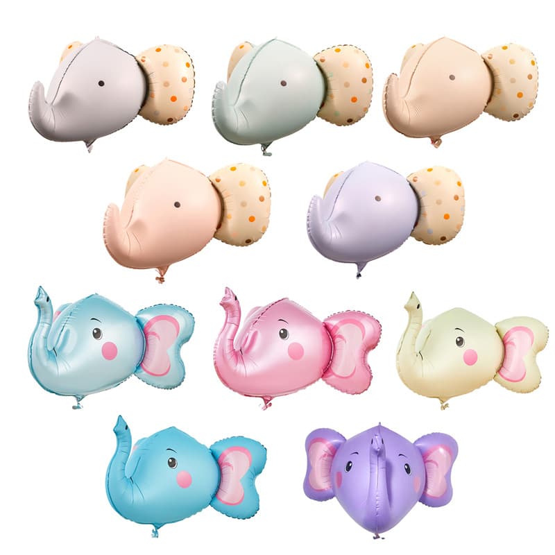 New Cartoon Elephant Animal Head Aluminum Film Balloon for Children's Birthday Decoration Scene Setup Matte Balloon