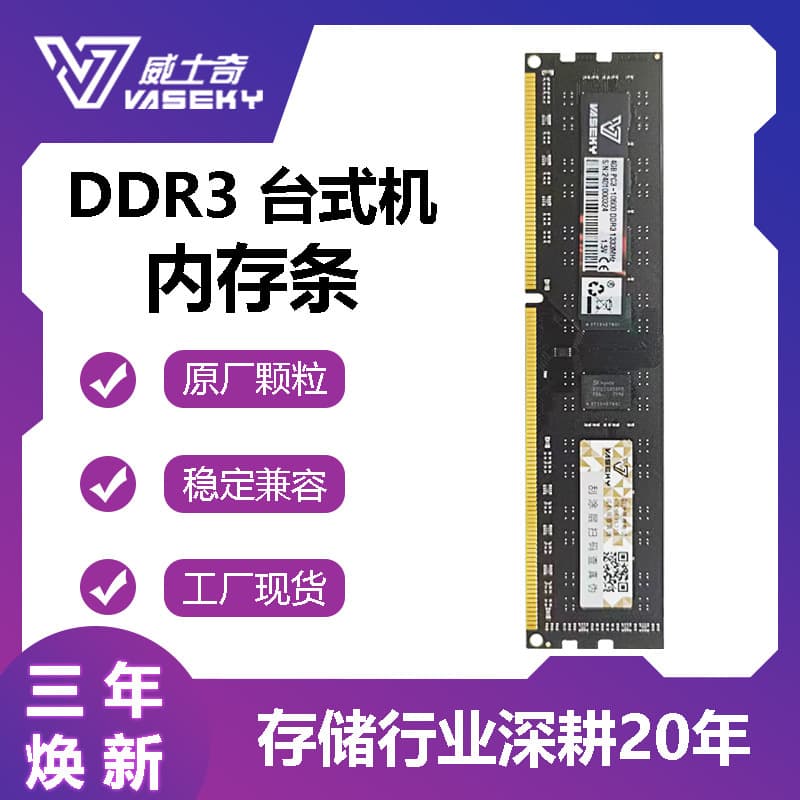 Vaseky DDR3 8GB Desktop Memory Module 4G1600 Fully Compatible Stable Dual Channel