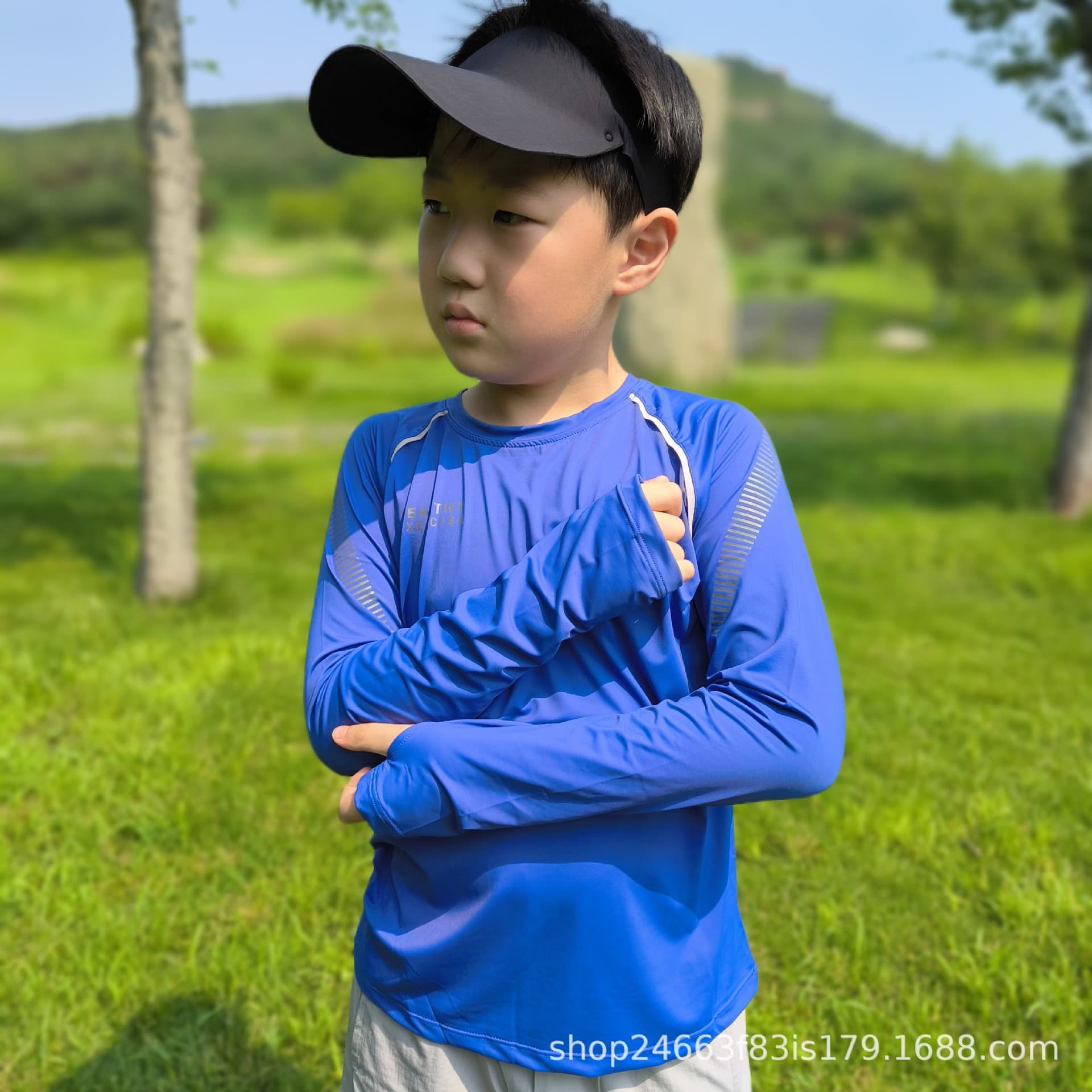 Children's quick-drying long-sleeved T-shirt, new autumn style, comfortable and stretchy for older children, tennis and table tennis sports shirt.