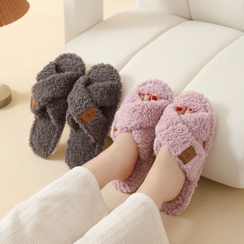 Cross-border Stock Home Cotton Slippers Women Wholesale Indoor Men Women TPR Thick Sole Anti-slip Floor Home Warm Couple Slippers