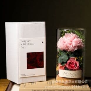 Preserved Flower Glass Dome Decoration Rose Dried Flower Ornament Valentine's Day Gift Teacher's Day Souvenir