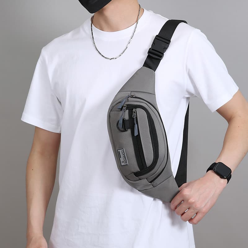 New Export Style Men's Multi-Layer Casual Waist Bag, Versatile Crossbody Sling Bag, Large Capacity, Water-Resistant & Durable Sports Chest Bag