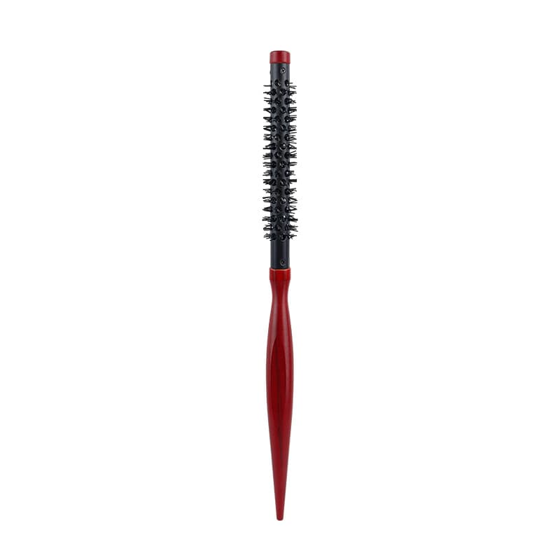 Red Small Wooden Round Brush Aluminum Tube Cylinder Roller Comb Styling Hair Root Volumizing Bangs Inward Curl Roller Comb Cross-border