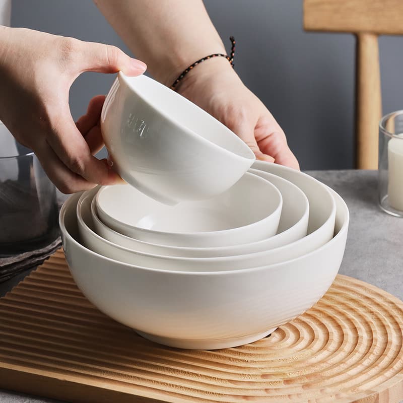 Pure White Ceramic Rice Bowl, Noodle Bowl, Large Soup Bowl, Hotel Restaurant Soup Noodle Bowl, Household Small Bowl, Ceramic Bowl