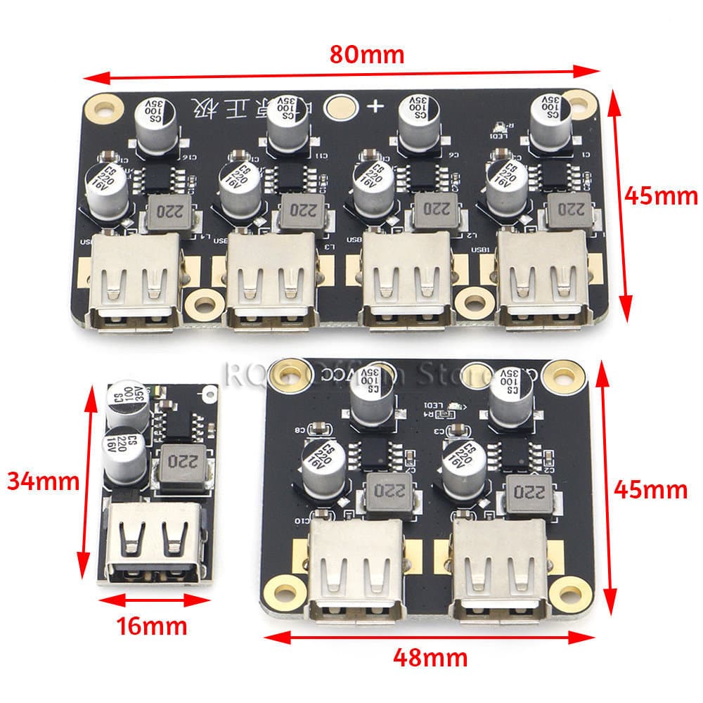 1/2/4-Channel Fast Charger Module 12V24V to QC3.0 Fast Charge Single USB Phone Charging Board Supports Huawei FCP
