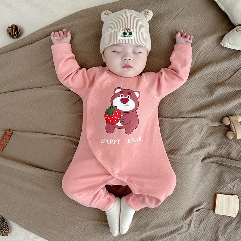 Baby Clothes Newborn Autumn Winter Outdoor Warm Thermal Underwear Thick De Velvet Base Baby Romper Hanyu Sleepwear