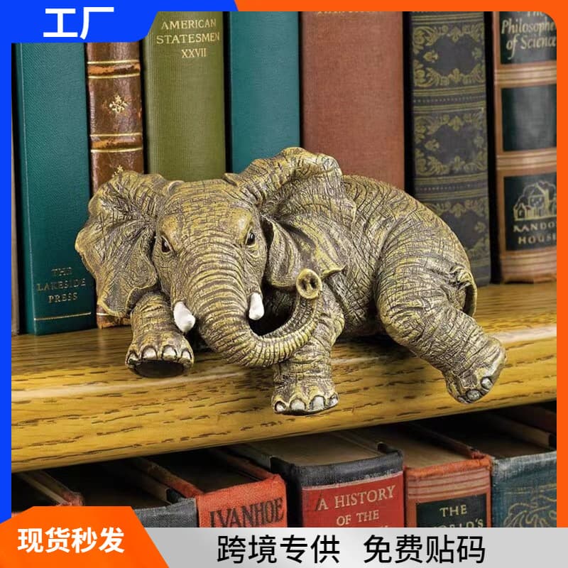 Home Elephant Stand Nanny Statue Bookshelf Porch Bedroom Elephant Indoor Desktop Resin Ornament Crafts Handmade