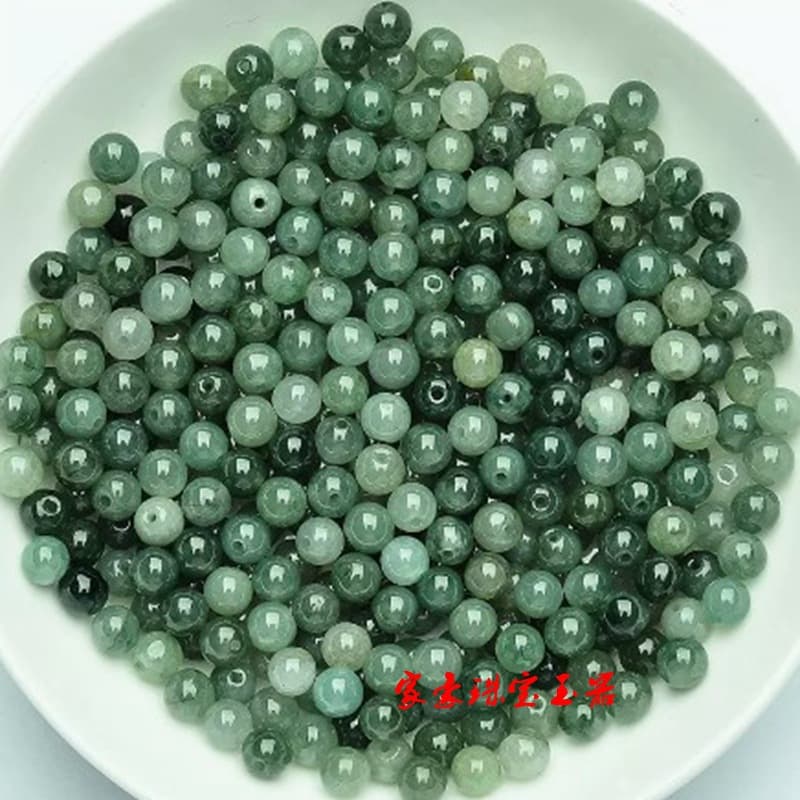 Grade A jadeite, oily green, loose beads, bracelet/bead chain, 5.6mm, icy oily green jadeite loose beads, green loose beads.