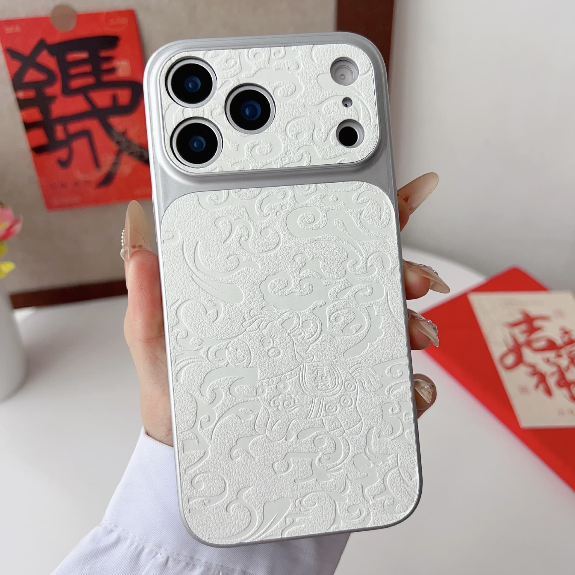Money Coming iPhone 17 Pro Max Dragon Pattern Large Window Phone Case, Apple 16 Leather 15 Shockproof Cover