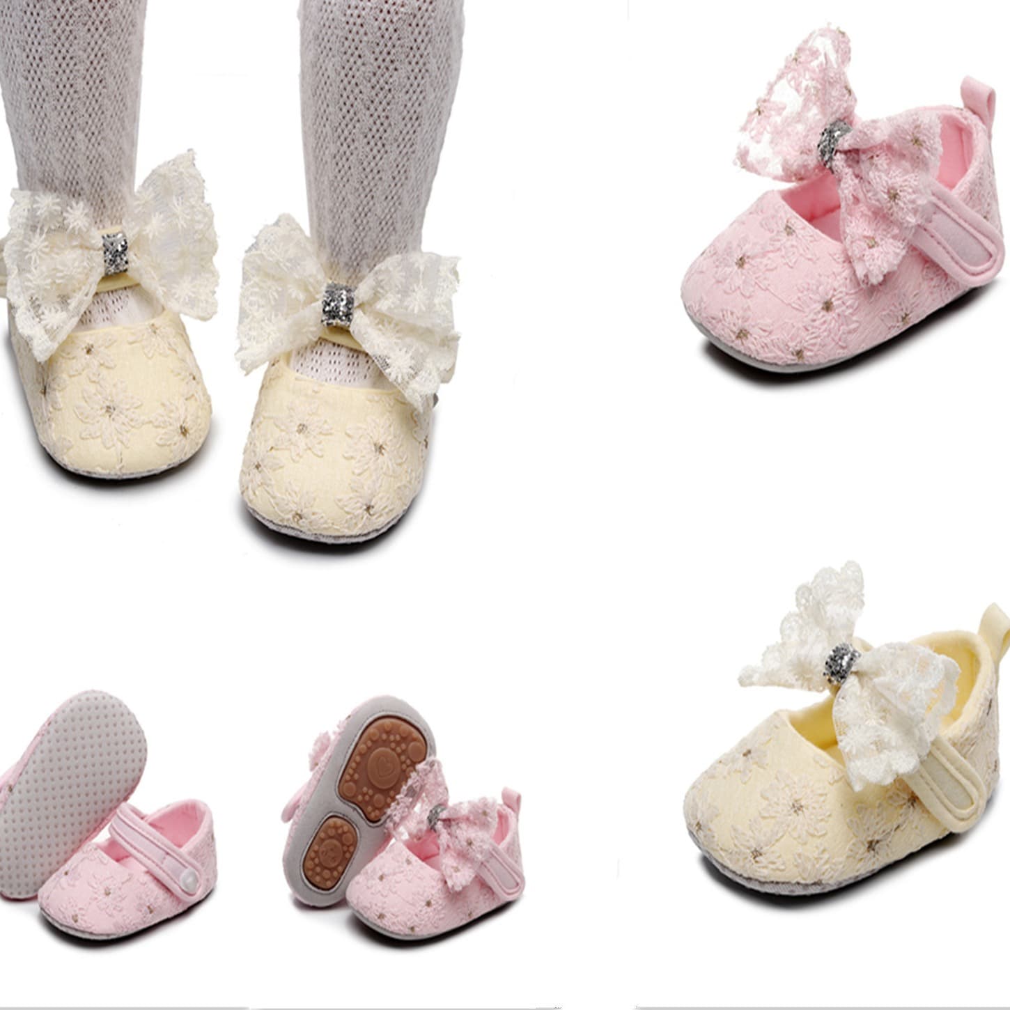 Factory Direct New Spring/Summer Embroidered Lace Bow Baby Walking Shoes Soft Sole Hard Sole Infant