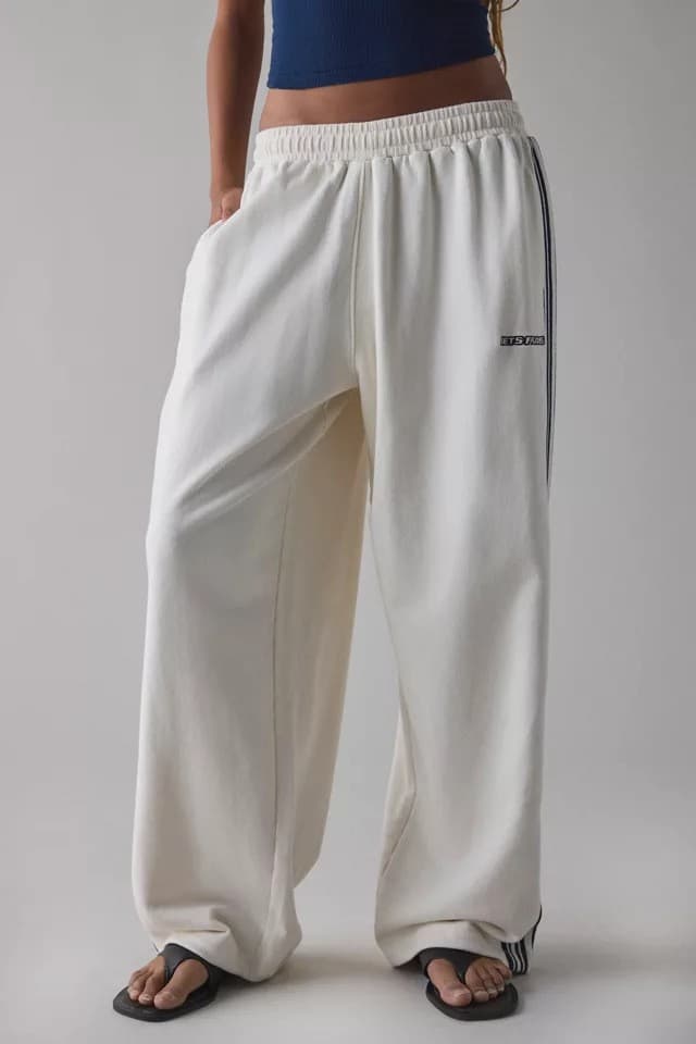 New Pink Embroidered Casual Pants for Women, Loose Comfortable Straight-Leg Elastic Waist Long Pants 2025 New Arrival, EU/US Cross-Border Style