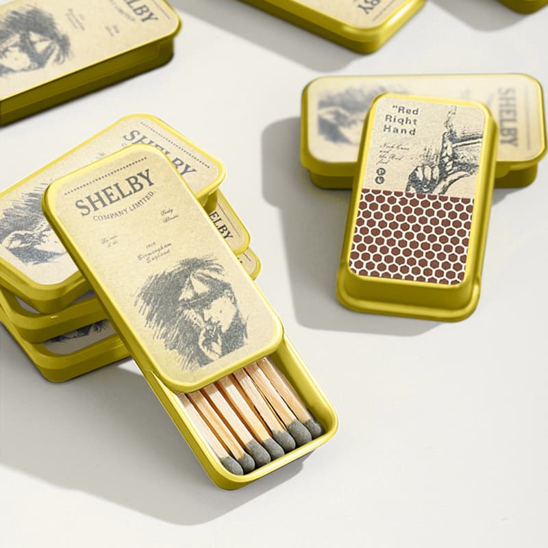 Upgraded Shelby Matches - Luxury Tin Box, Bloodstained Gangster Style Matches, Vintage Retro Matches, High-Value Design
