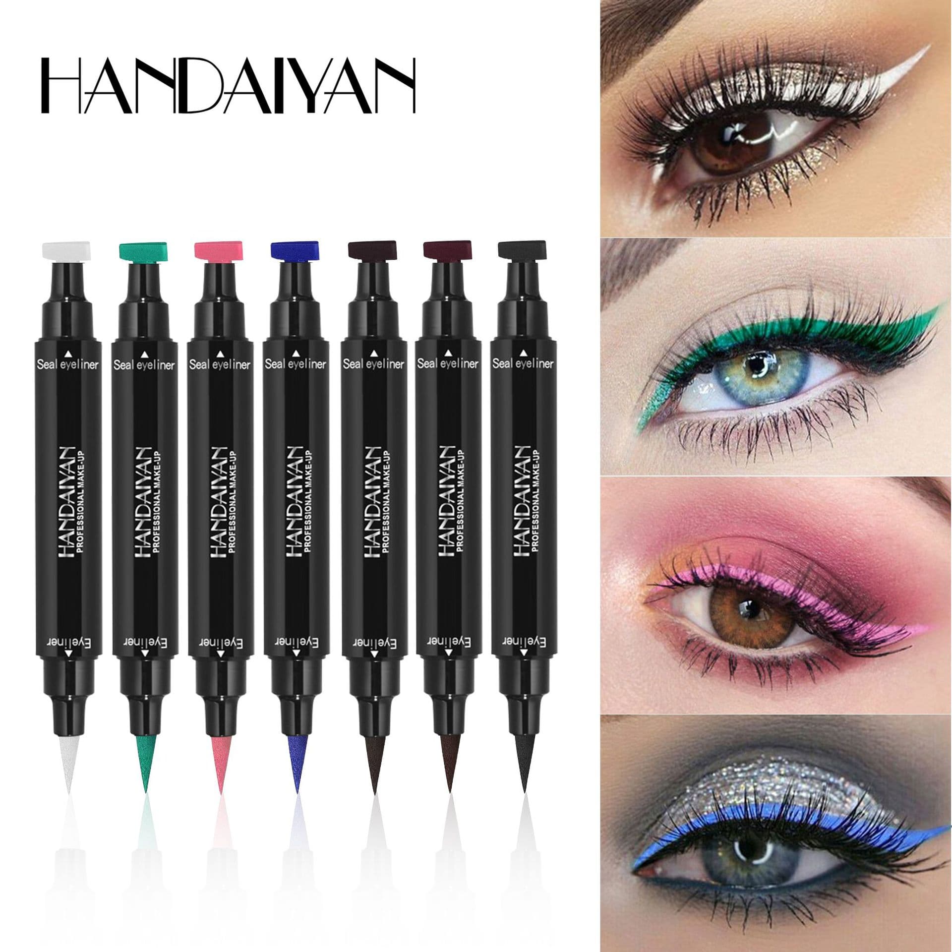 HANDAIYAN Double-Ended Black Triangle Stamp Eyeliner Pen Amazon Hot-Selling Cosmetics Makeup Wholesale