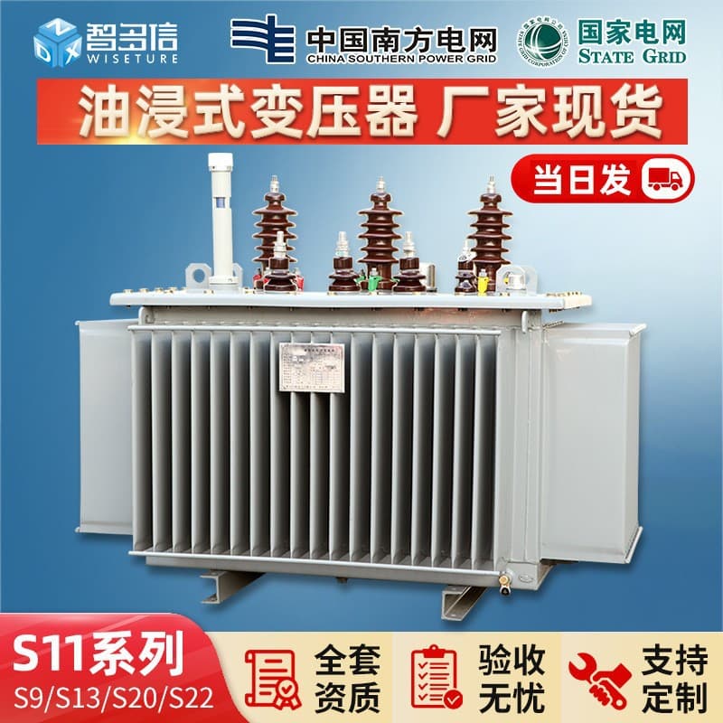 S13 Oil-Immersed Transformer 250/400/800Kva All-Copper 10Kv Outdoor High-Voltage Three-Phase Power Transformer