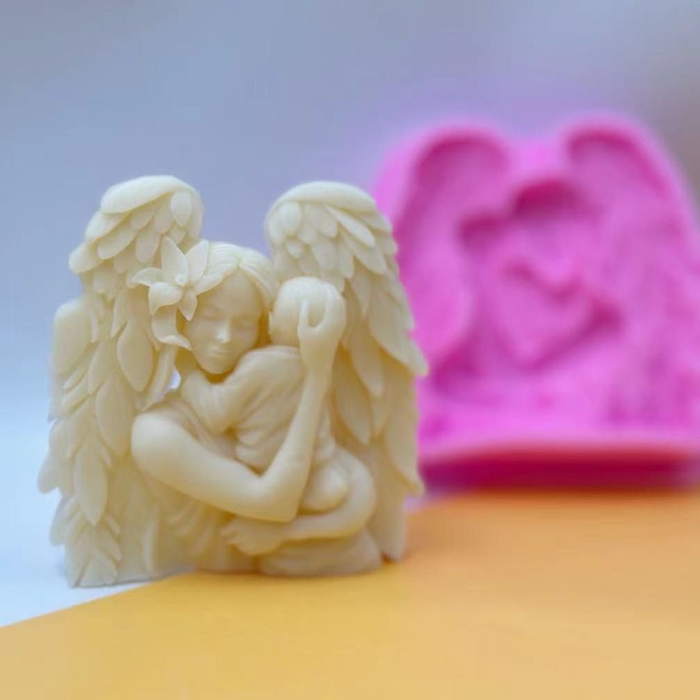 Cross-border Angel Holding Baby Fondant Chocolate Plaster Epoxy Resin Baking Cake Decoration Silicone Mold