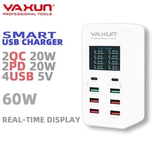 YX-A8T Multi-Port USB Smart Fast Charger with Digital Display, PD QC3.0, Custom Multi-Function