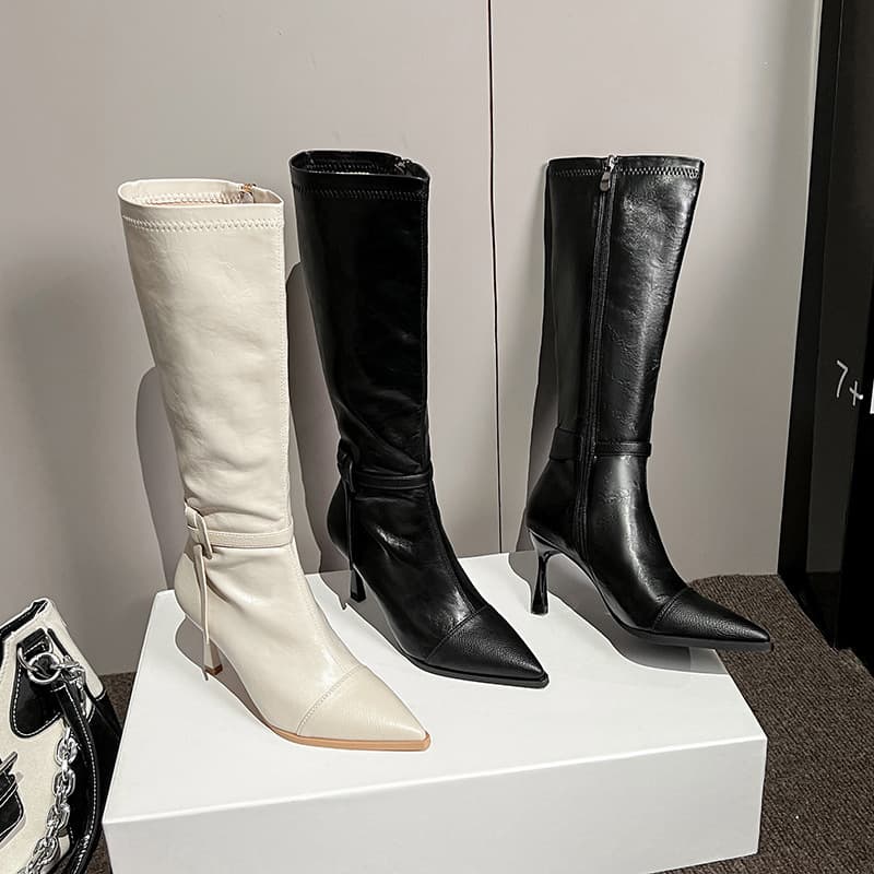 Knee-High Boots 2026 Autumn/Winter New Pointed Toe Slim High Heel Elegant Tall Boots Small Size Riding Boots