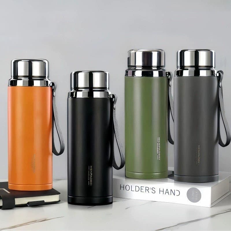 New Large Capacity Stainless Steel Vacuum Flask, High-End Business Cup, Office Tea-Water Separation Brewing Cup, High-Aesthetic Water Bottle