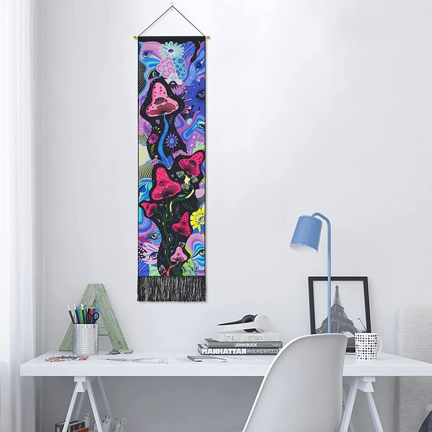 Mushroom Hanging Picture Psychedelic Tapestry Colorful Flower Tapestry Hippie Fantasy Magic Wall Hanging Suitable for Home Decoration Room
