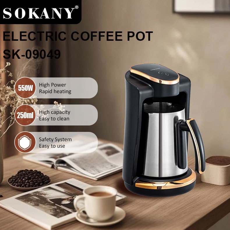 SOKANY Cross-border Export Electric Turkish Coffee Pot Constant Temperature Heating Stainless Steel Coffee Pot for Brewing Tea and Coffee