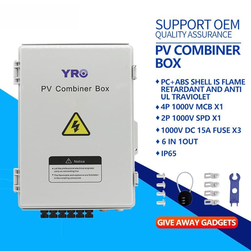 Solar photovoltaic six-in-one-out combiner box 1000V distribution box DC fuse protection lightning protection box and others