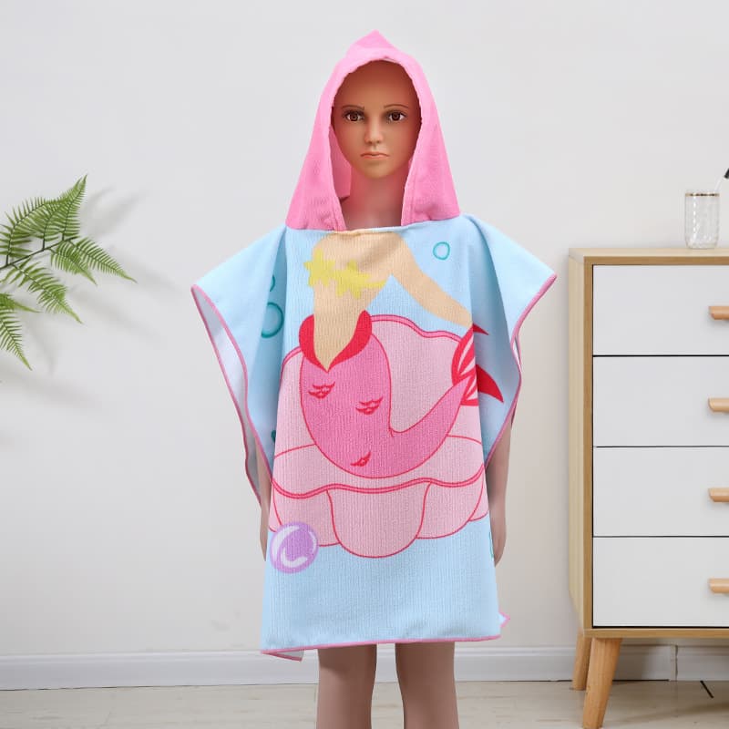 Children's Bathrobe Microfiber Cloak Baby Bath Towel Hooded Beach Towel Soft Cartoon