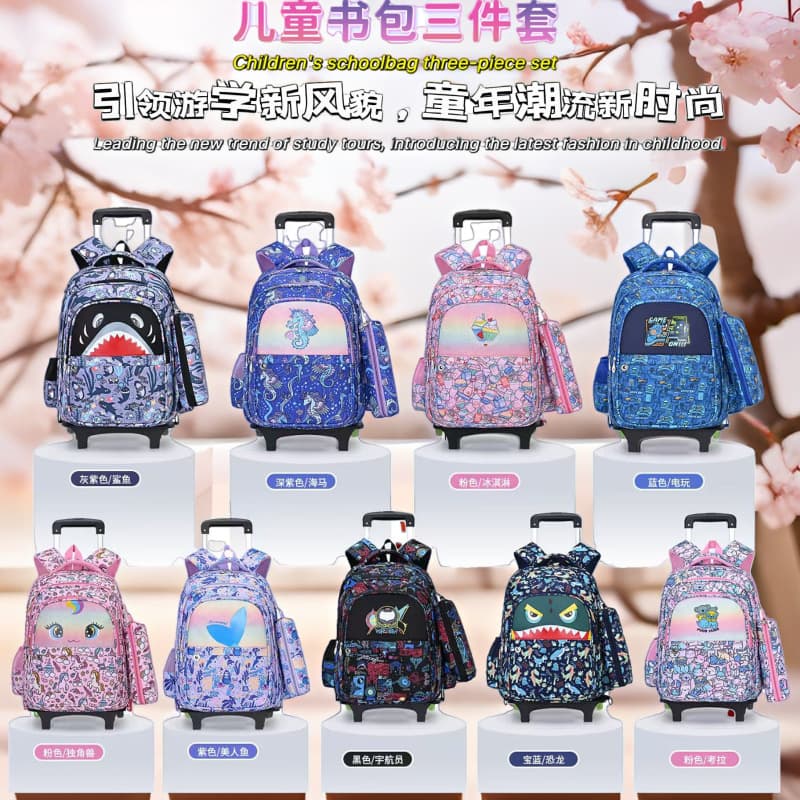 Australian Smiggle Kidsren's Schoolbag Three-Piece Set Trolley Schoolbag Primary School Student Large Capacity Backpack Lightweight and Casual