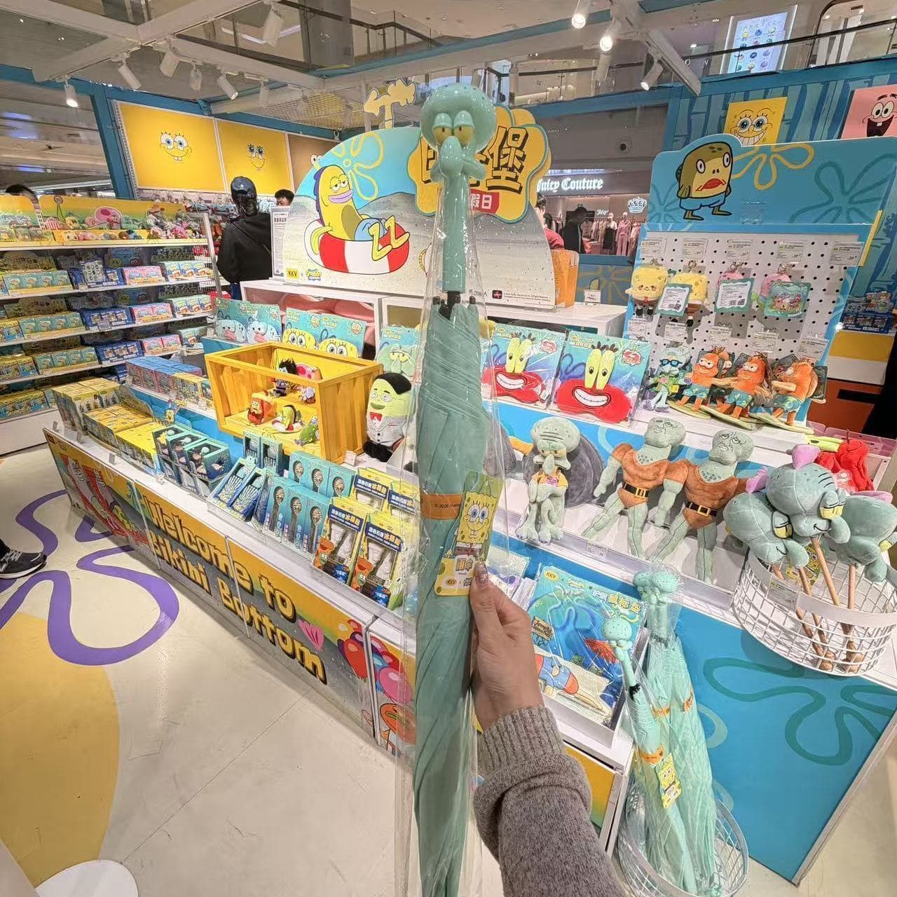 Spongebob Squidward Sunny Umbrella Cartoon Straight Umbrella Sunproof and Rainproof Portable Student Couple Umbrella