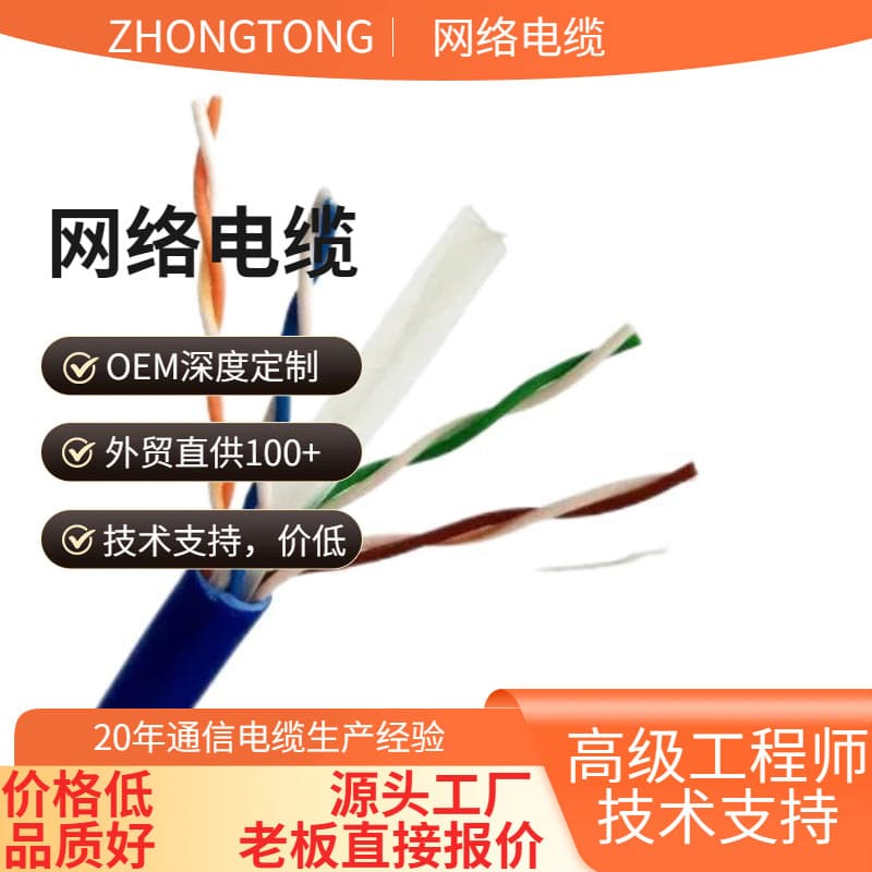 Factory Wholesale Super Category 5 Network Cable 100M CAT5 Project Surveillance Oxygen-Free Copper Home Use Twisted Pair National Standard Double Shielded