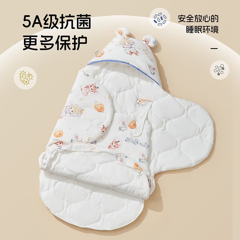 Rouyun baby sleeping bag, pure cotton, spring, autumn and winter style, newborn winter thickened one-piece anti-kick blanket