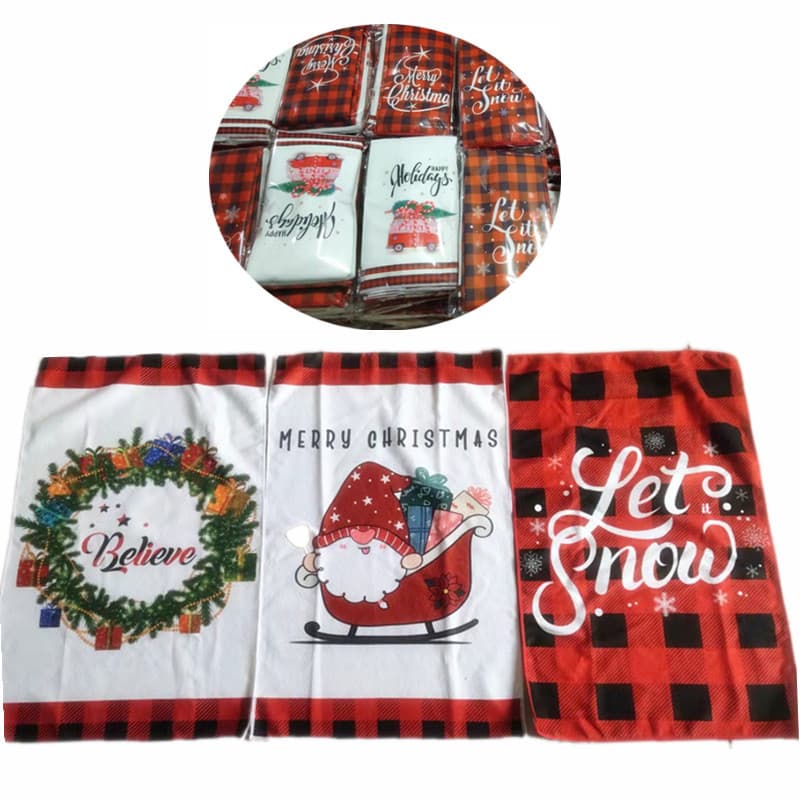 Amazon Cross-Border Same Style Christmas Tea Towel, Valentine's Day Towel, 45x70 Festival Plaid Tea Towel, DIY with Your Design