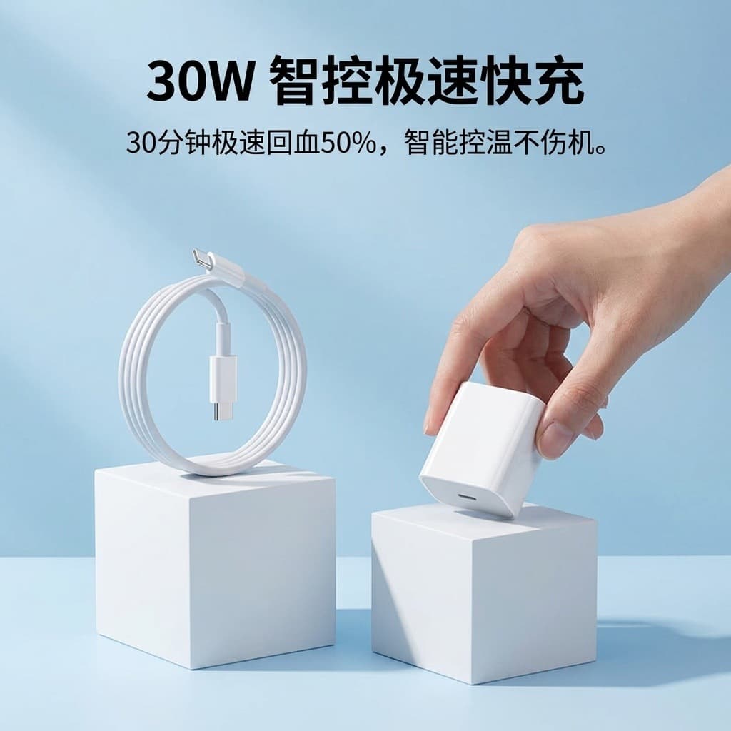 30W Apple PD Fast Charger for iPhone 14 Max, 13 Pro, 12 Mini, 11 XR