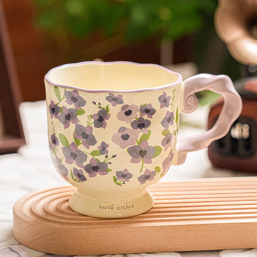 Ceramic Mug with Spiral Handle, Vintage Light Luxury Minimalist, Coffee Cup, Milk Cup for Tea Hot and Cold Drinks, High Aesthetic Appeal
