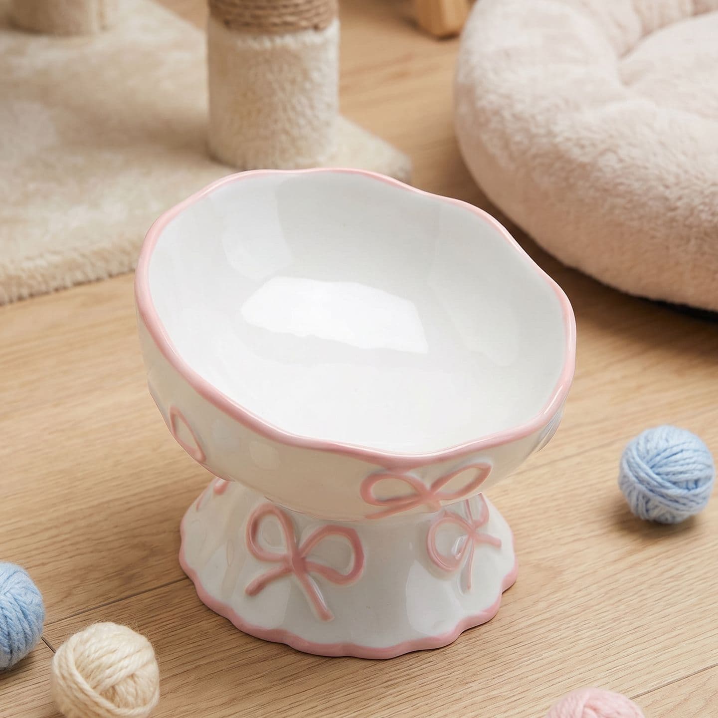 Ceramic Elevated Cat Bowl, Slanted Rim, Large Capacity, Anti-Tip, Raised Water Bowl, Cat Food Dish, Wide Mouth Cat Bowl, Dog Bowl