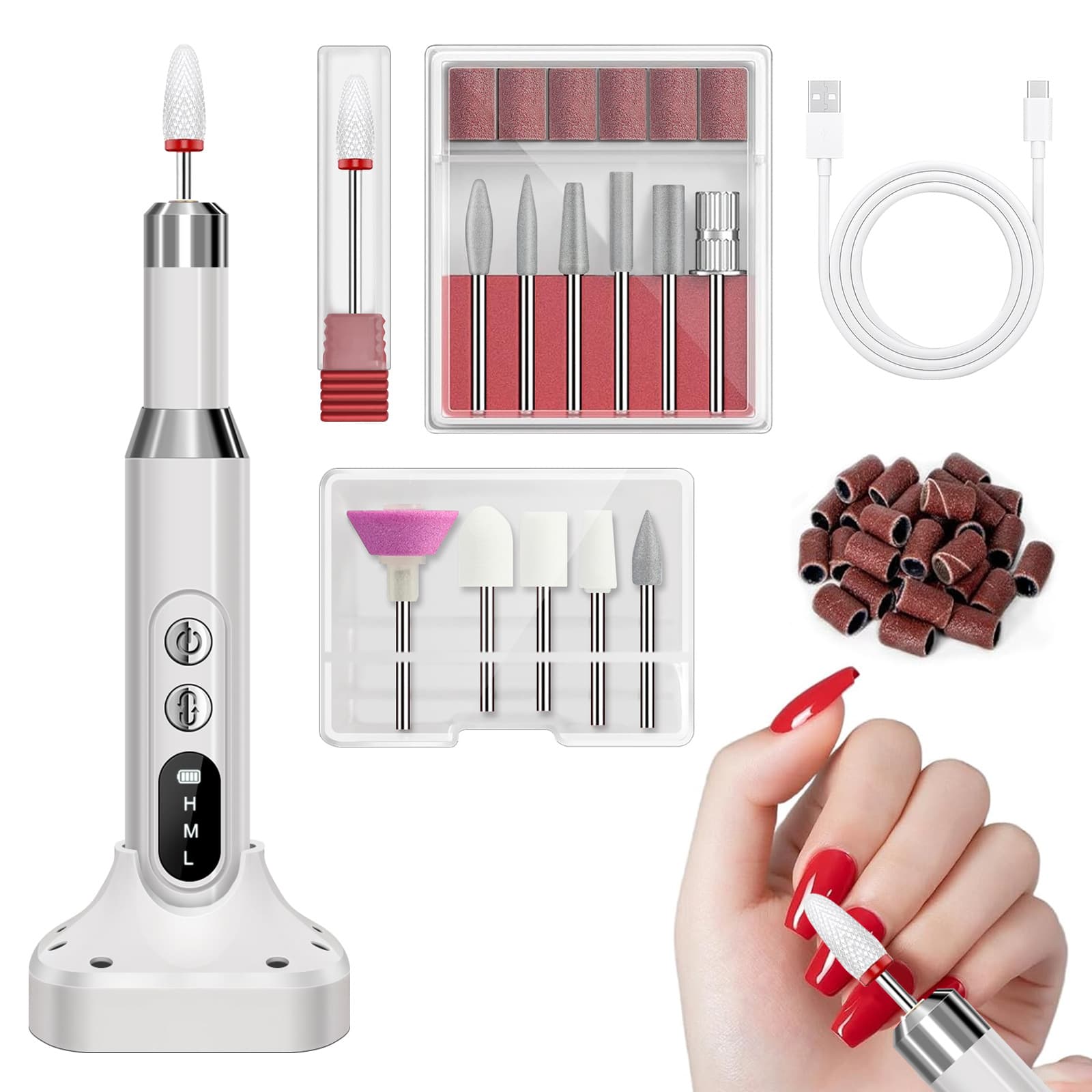 New Cross-Border Nail Drill Electric Speed-Adjustable Pen-Style Nail File Mini Portable Nail Grinder for Manicure and Nail Removal