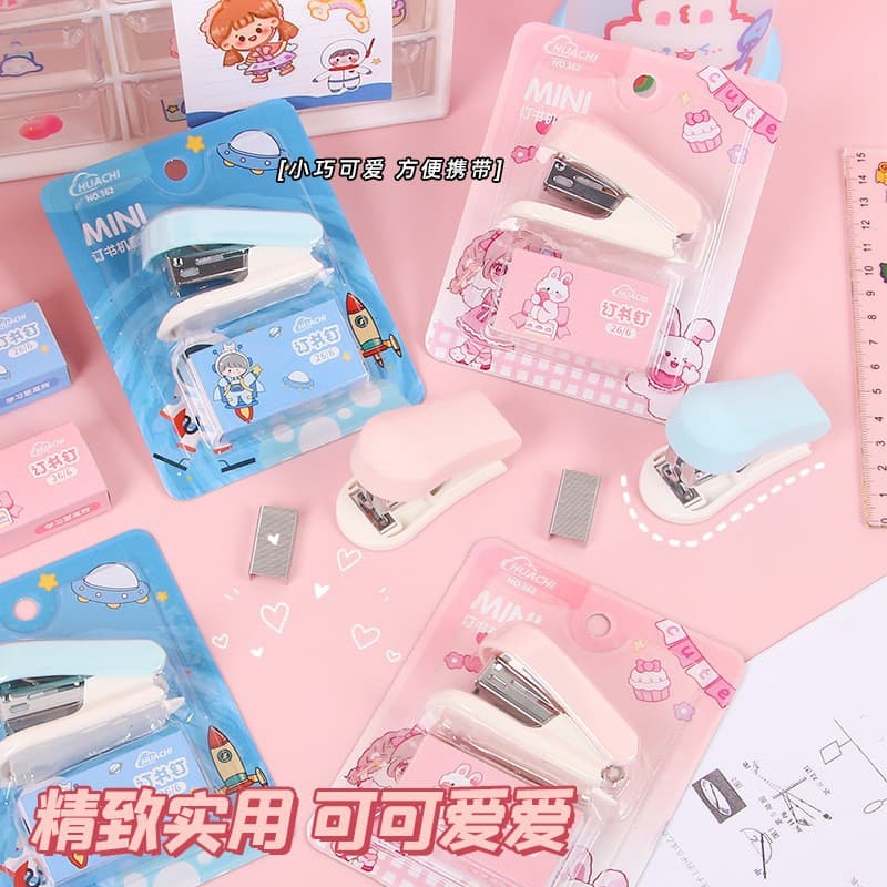 Cartoon Stapler Mini Set Cute Student Stationery Multi-function Stapler for Office Use