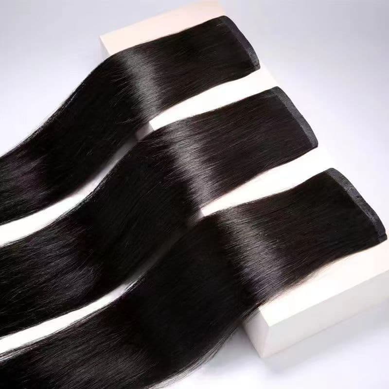 Real Hair Extension Invisible Seamless Clip-in Hairpiece Voluminous One-Piece Full Human Hair Topper with Three Rows of Clips