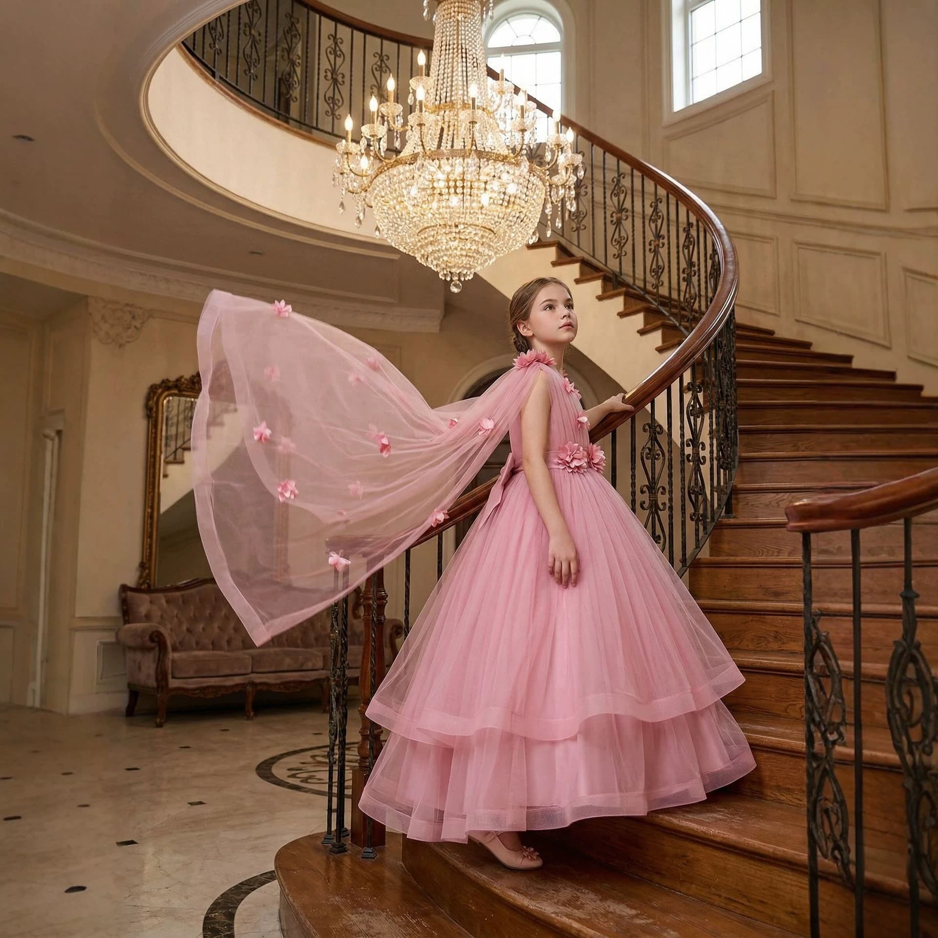 Foreign trade kidsdress new children's formal dress niche flower girl dress for older kids photo shoot dress children's clothing