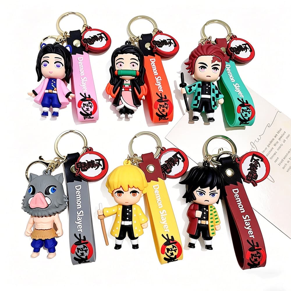New Demon Slayer Keychain Demon Slayer Car Keychain Cartoon Anime Figure Backpack Pendant Figure Peripheral Gift