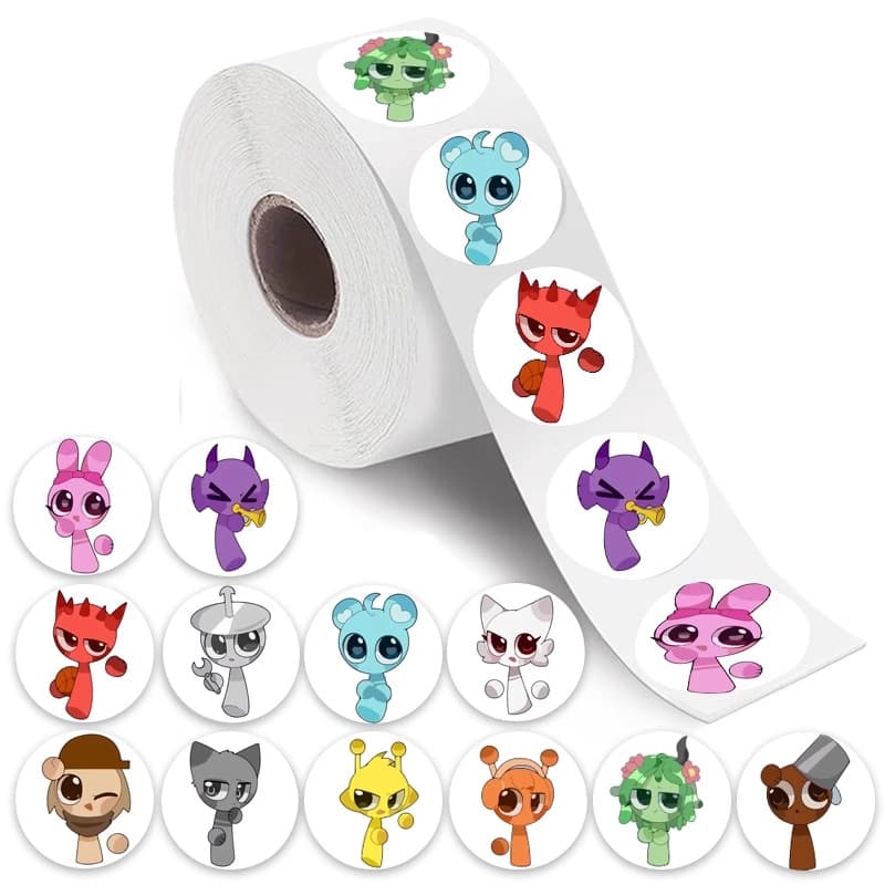 Popular rhythm box roll stickers sprunki game peripheral cartoon cute decorative hand account material