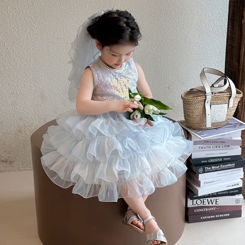 Girls Summer Dress 2025 New Style Cake Skirt Kids Summer Clothing Baby Girl Princess Dress Vest Dress Fashion