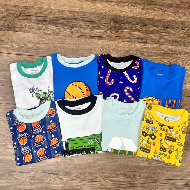 European/American foreign trade small/medium/large boys' autumn-winter ribbed cotton homewear, slim-fit children's sleepwear