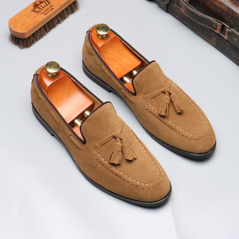 703-2 Loafers Men's Tassel Loafer Cross-Border Large Size Casual Slip-On Leather Shoes Wholesale