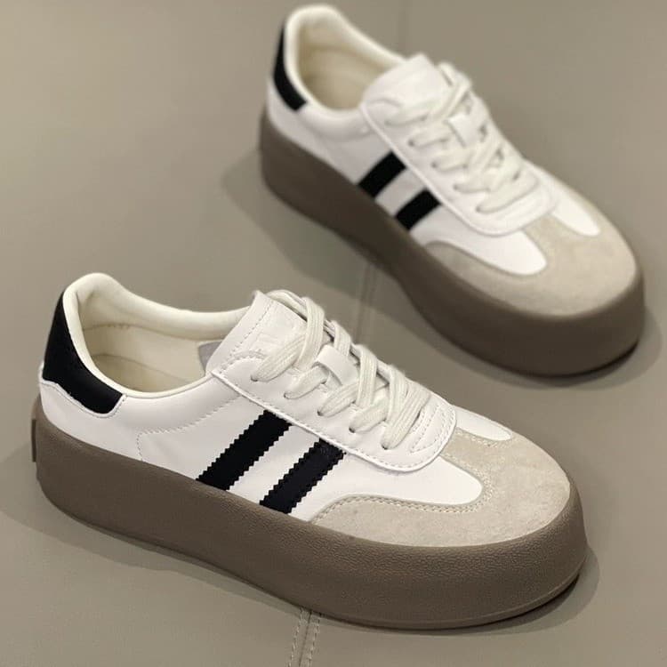 Women's Casual Thick Bottom Retro Sneakers Spring Autumn Season Rubber Sole Color Block Design Adult Footwear Fashionable Sports