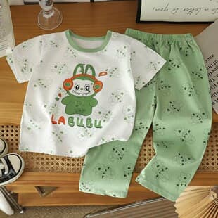 Children's Set Cute Cartoon Pajamas Cotton Homewear Kids Summer Clothing Toddler Baby Clothes